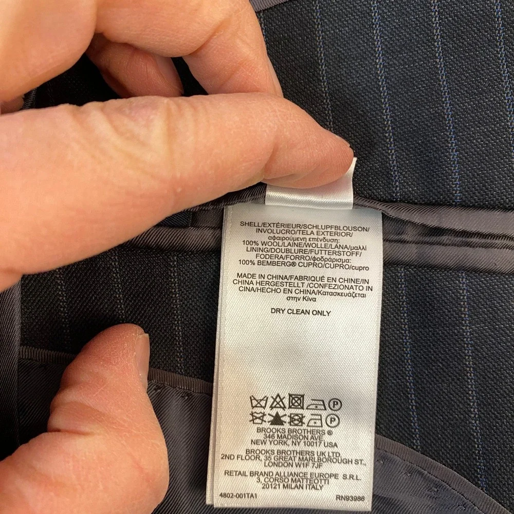 Brooks Brothers Sport Coat Mens 38R Pinstripe 2 Button Blazer Jacket Gray Blue